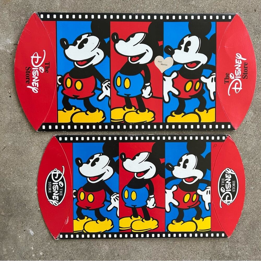 Vintage The Disney Store Pillow Gift Cardboard Boxes Mickie Mouse Set of 2 USED